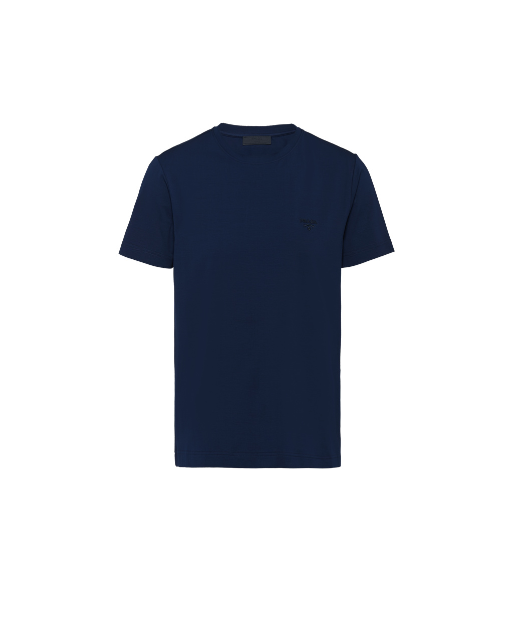 Prada Stretch Algodon T-shirt Azul Marino | 41926-AKYN