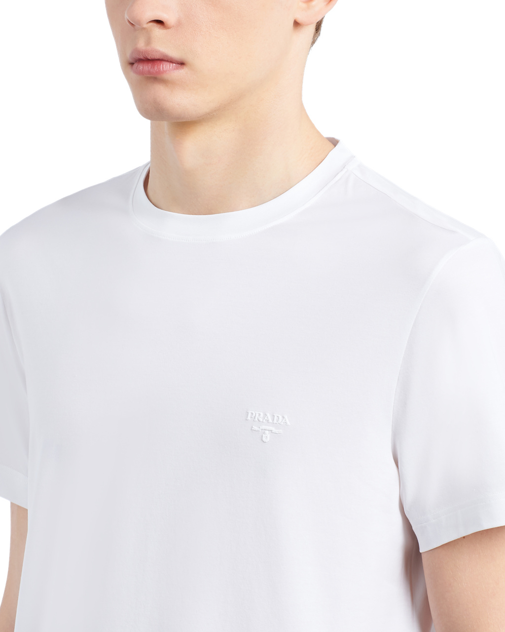 Prada Stretch Algodon T-shirt Blancas | 98015-SKYU