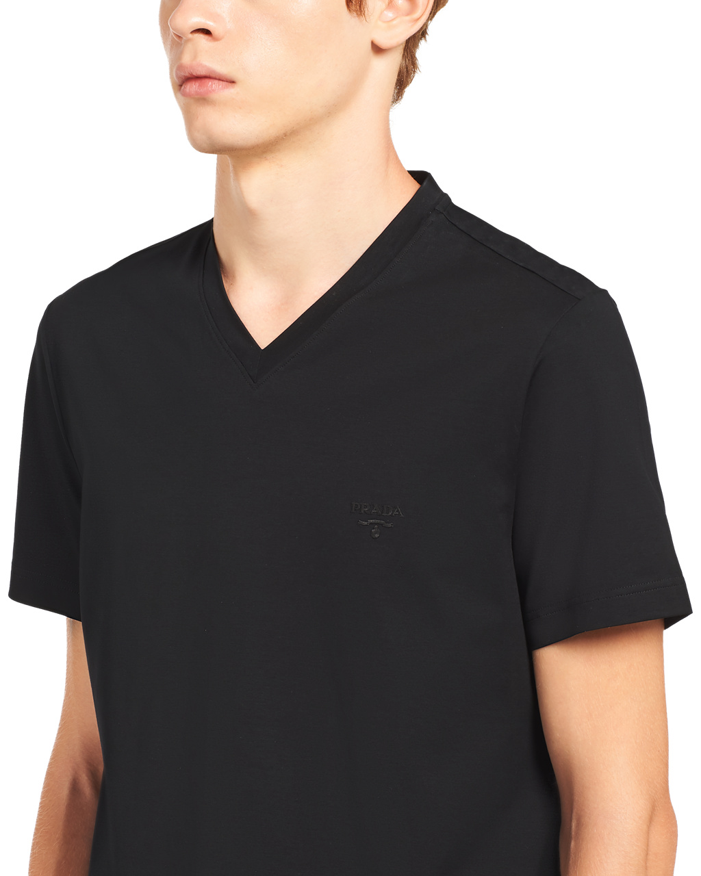 Prada Stretch Algodon T-shirt Negras | 13479-INAR