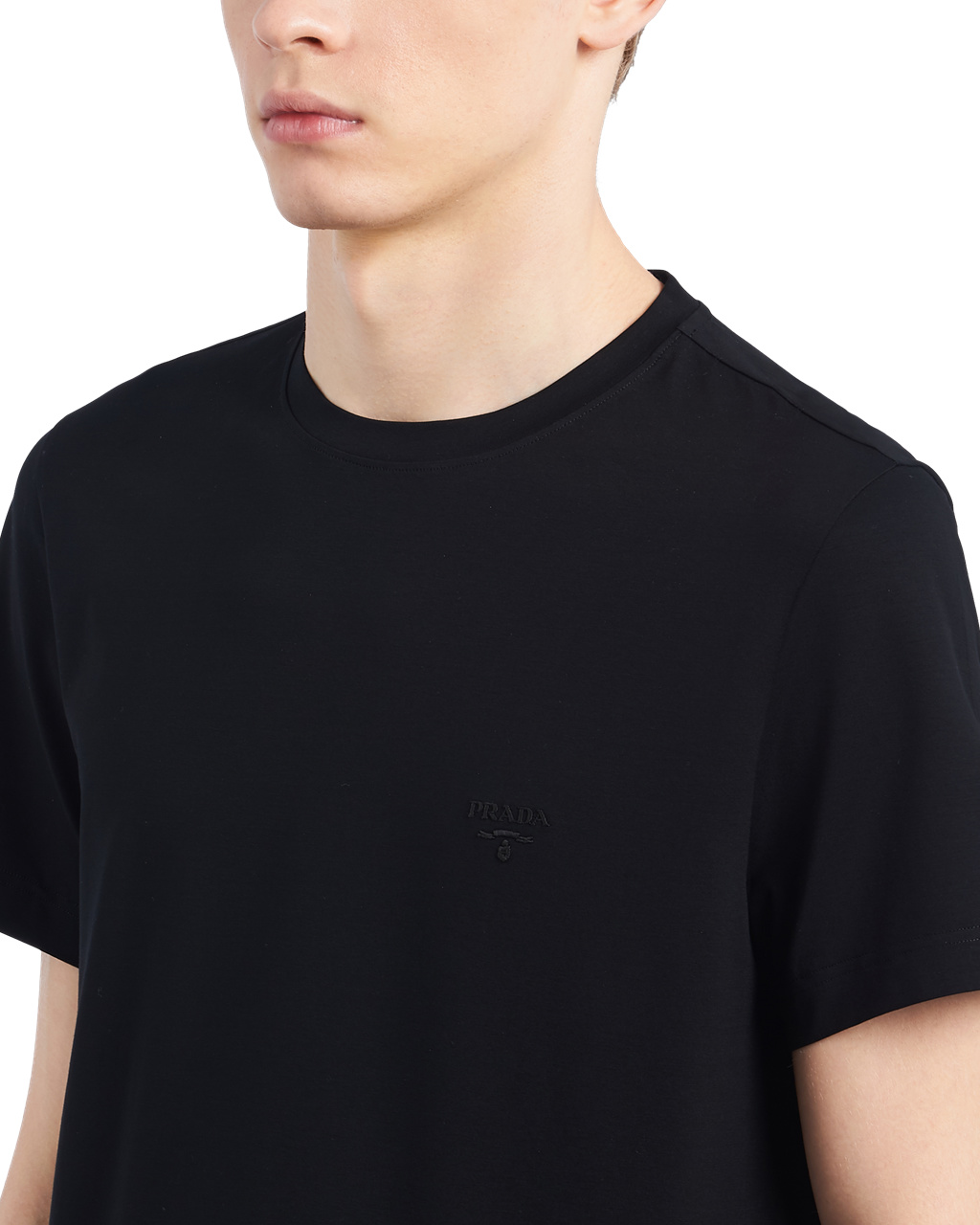 Prada Stretch Algodon T-shirt Negras | 26710-LWPG