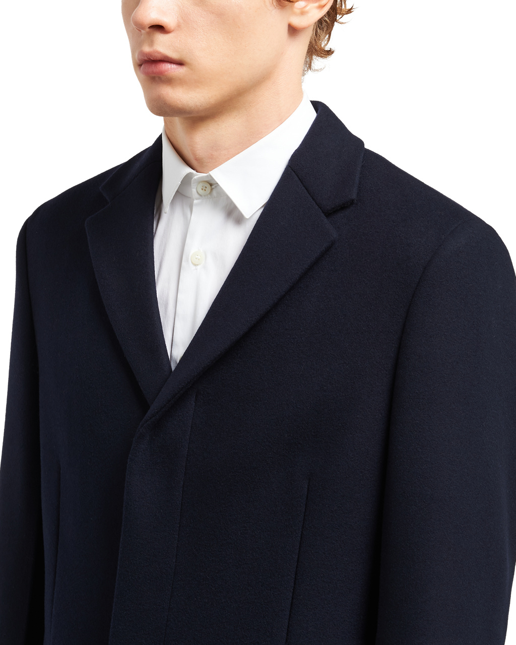 Prada Stretch Cloth Coat Azul Marino | 86431-GXRM