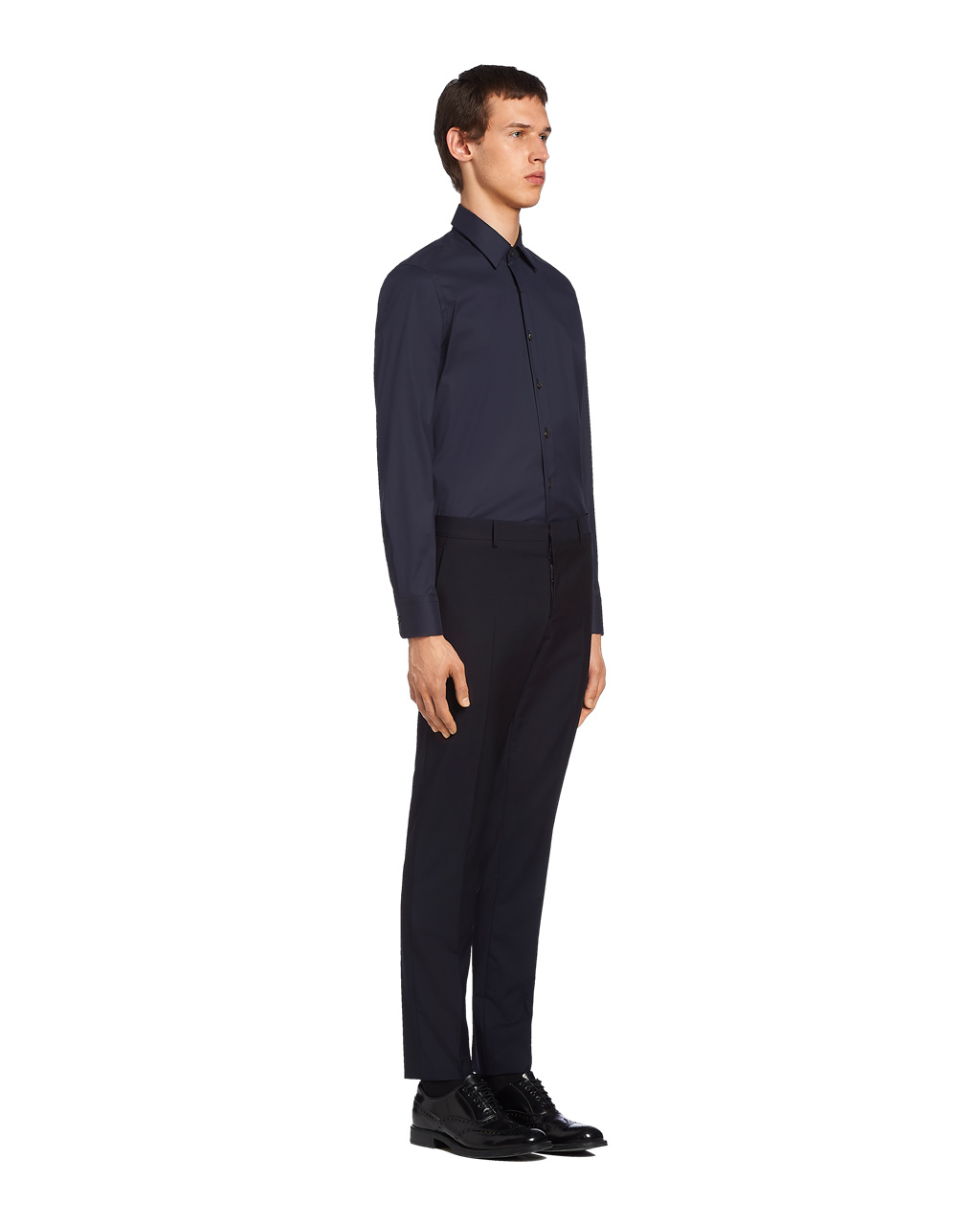 Prada Stretch Poplin Shirt Azul Marino | 51894-LTDS