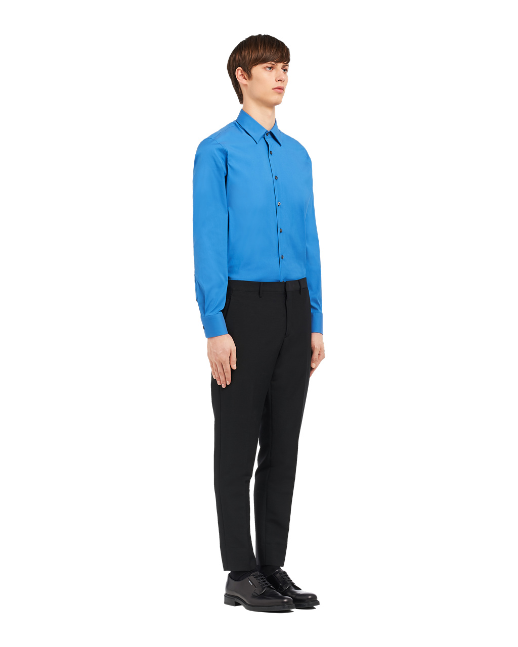 Prada Stretch Poplin Shirt Azules Claro | 03259-HIND