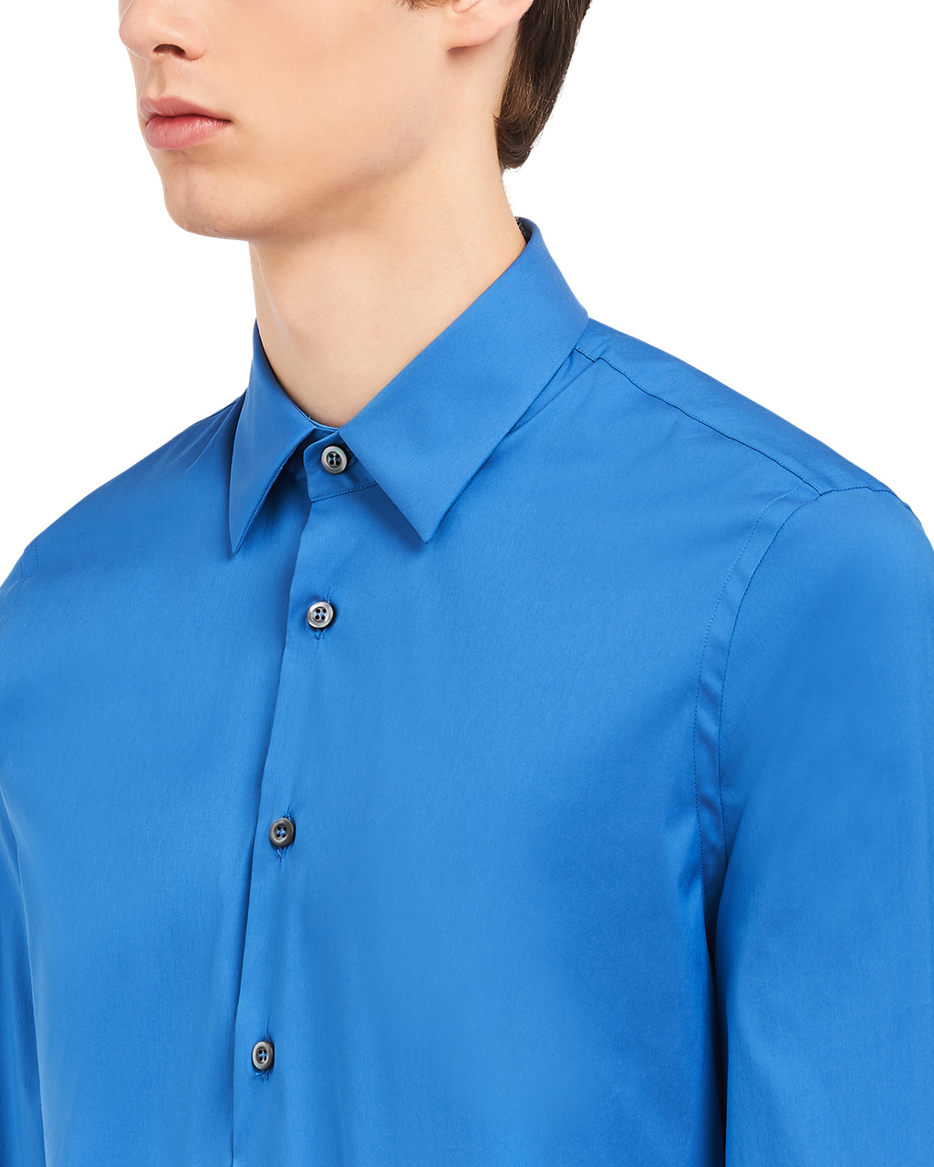 Prada Stretch Poplin Shirt Azules Claro | 03259-HIND