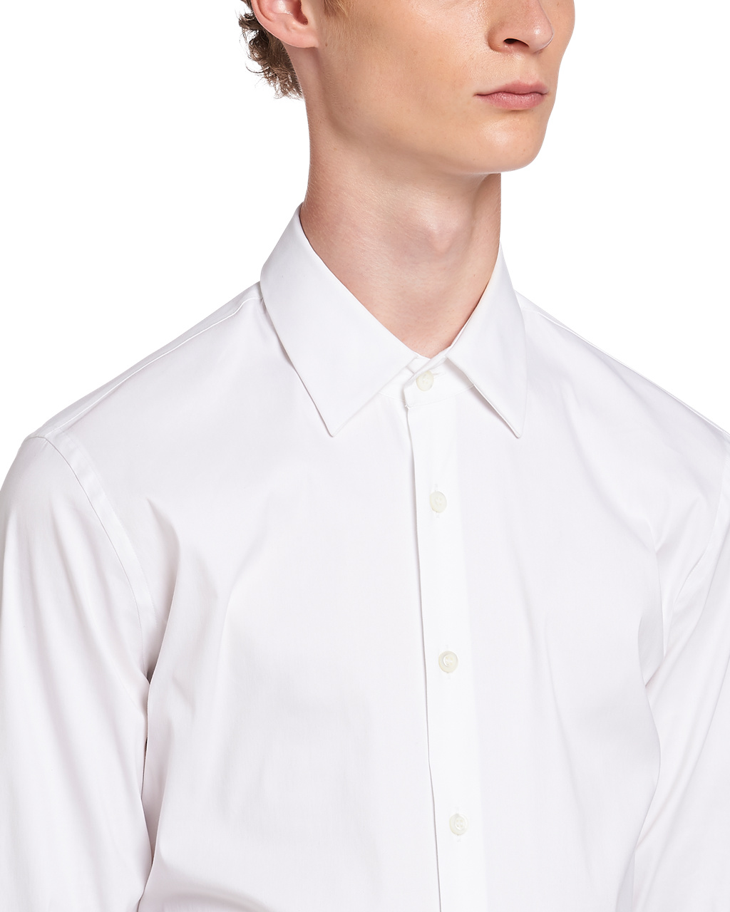 Prada Stretch Poplin Shirt Blancas | 79264-YWTZ