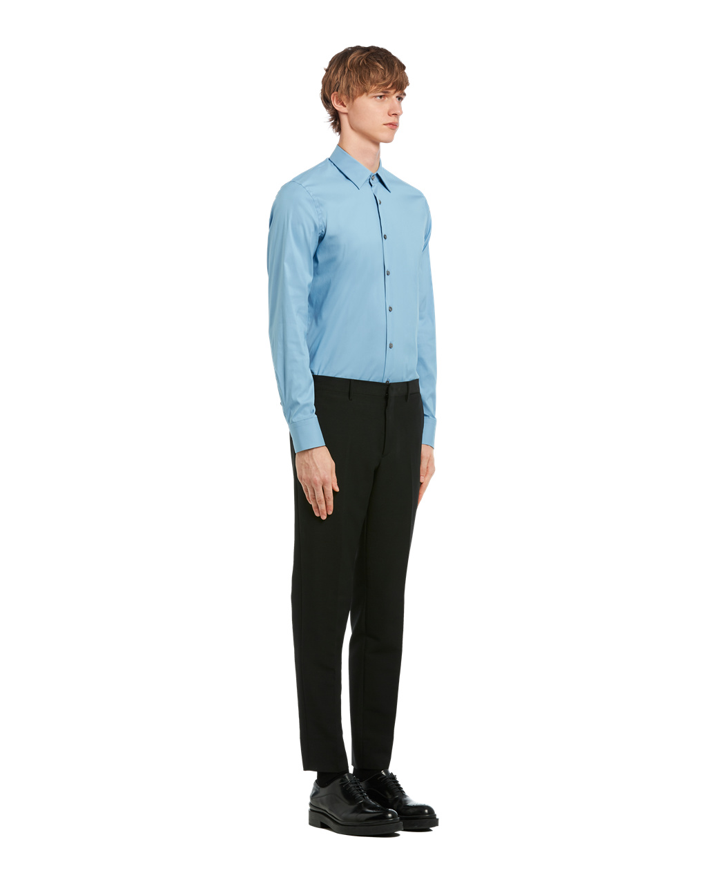 Prada Stretch Poplin Shirt Celeste | 51038-INVR