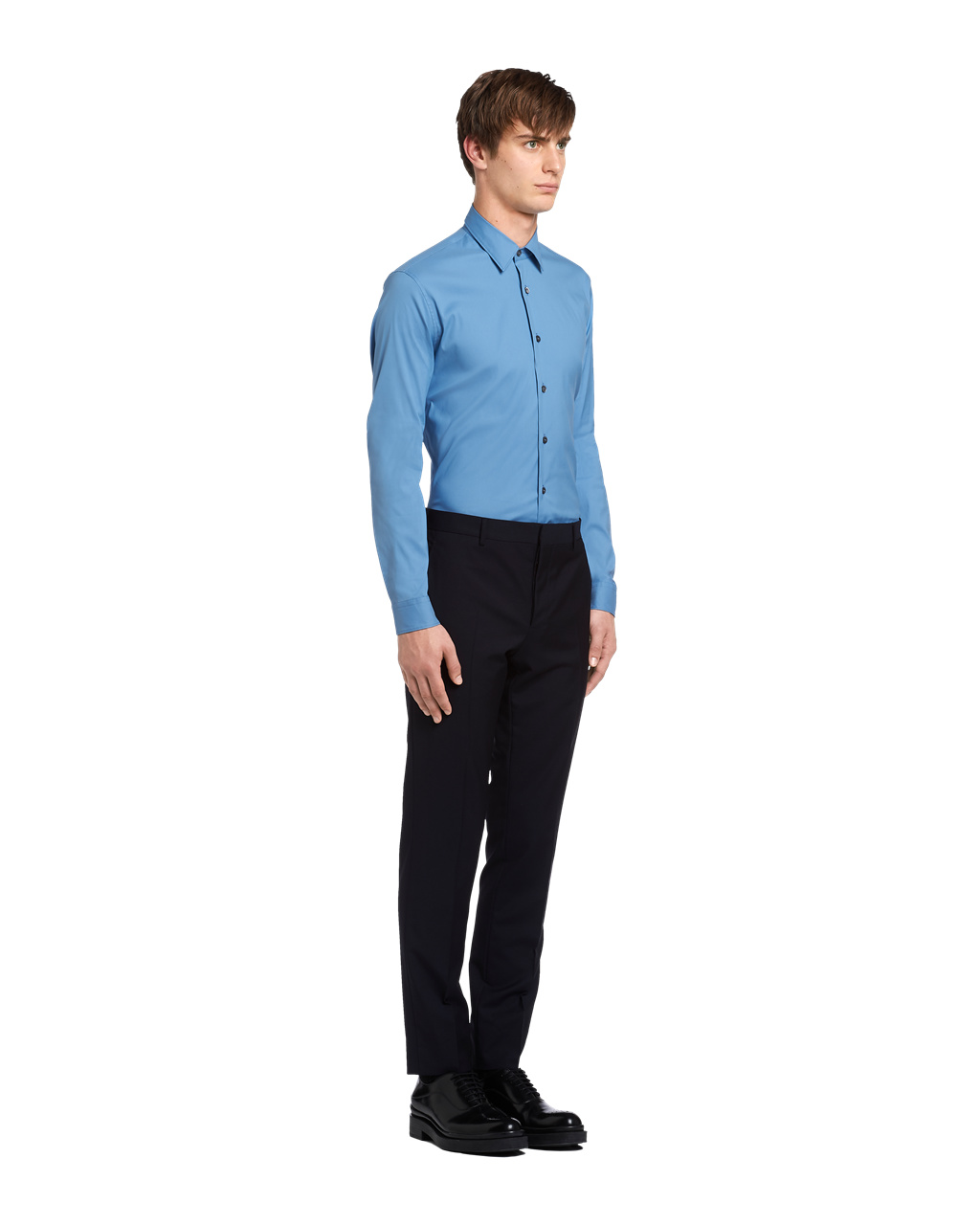 Prada Stretch Poplin Shirt Celeste | 84605-JFSV