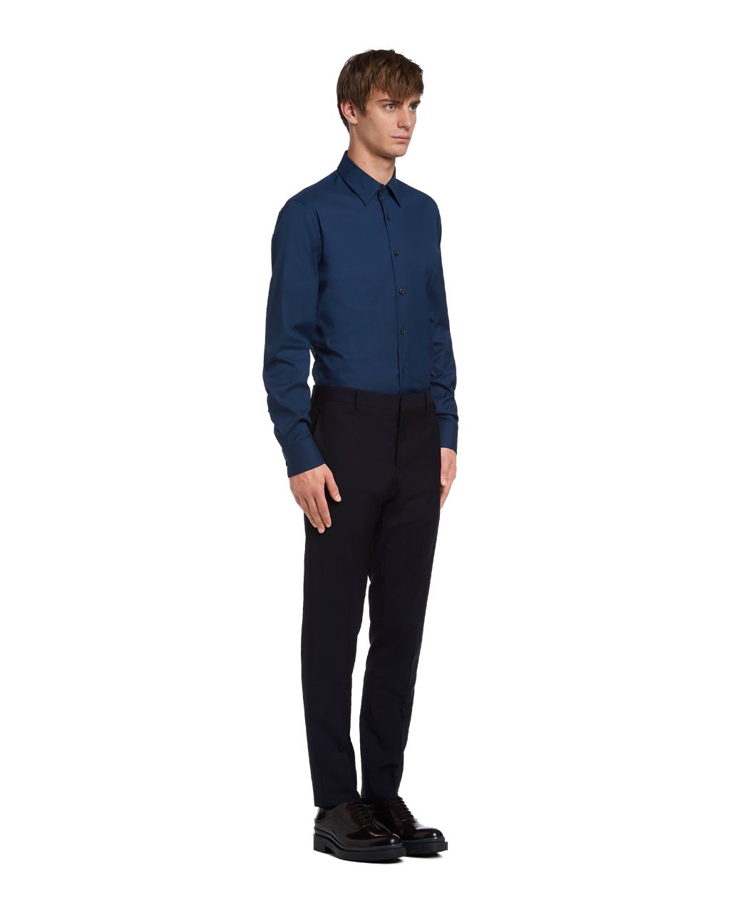 Prada Stretch Poplin Shirt Denim | 98302-AYXB