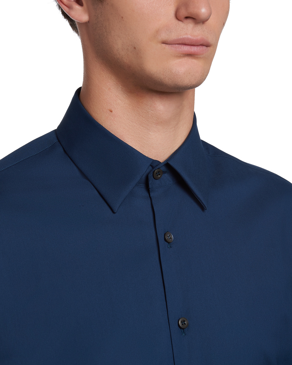 Prada Stretch Poplin Shirt Denim | 98302-AYXB