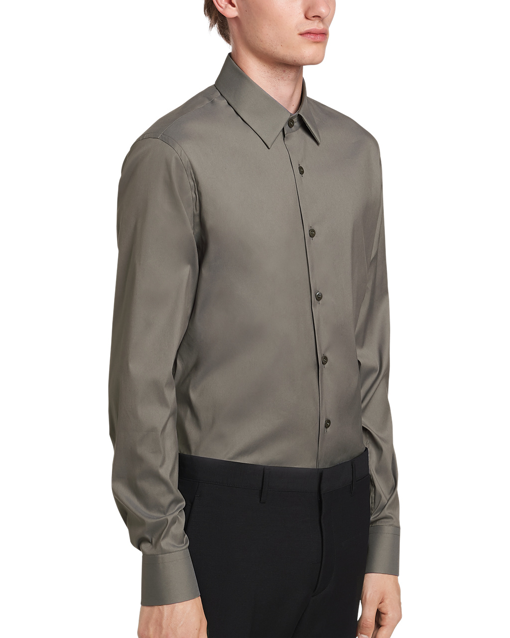 Prada Stretch Poplin Shirt Iron Gray | 37129-WPFZ