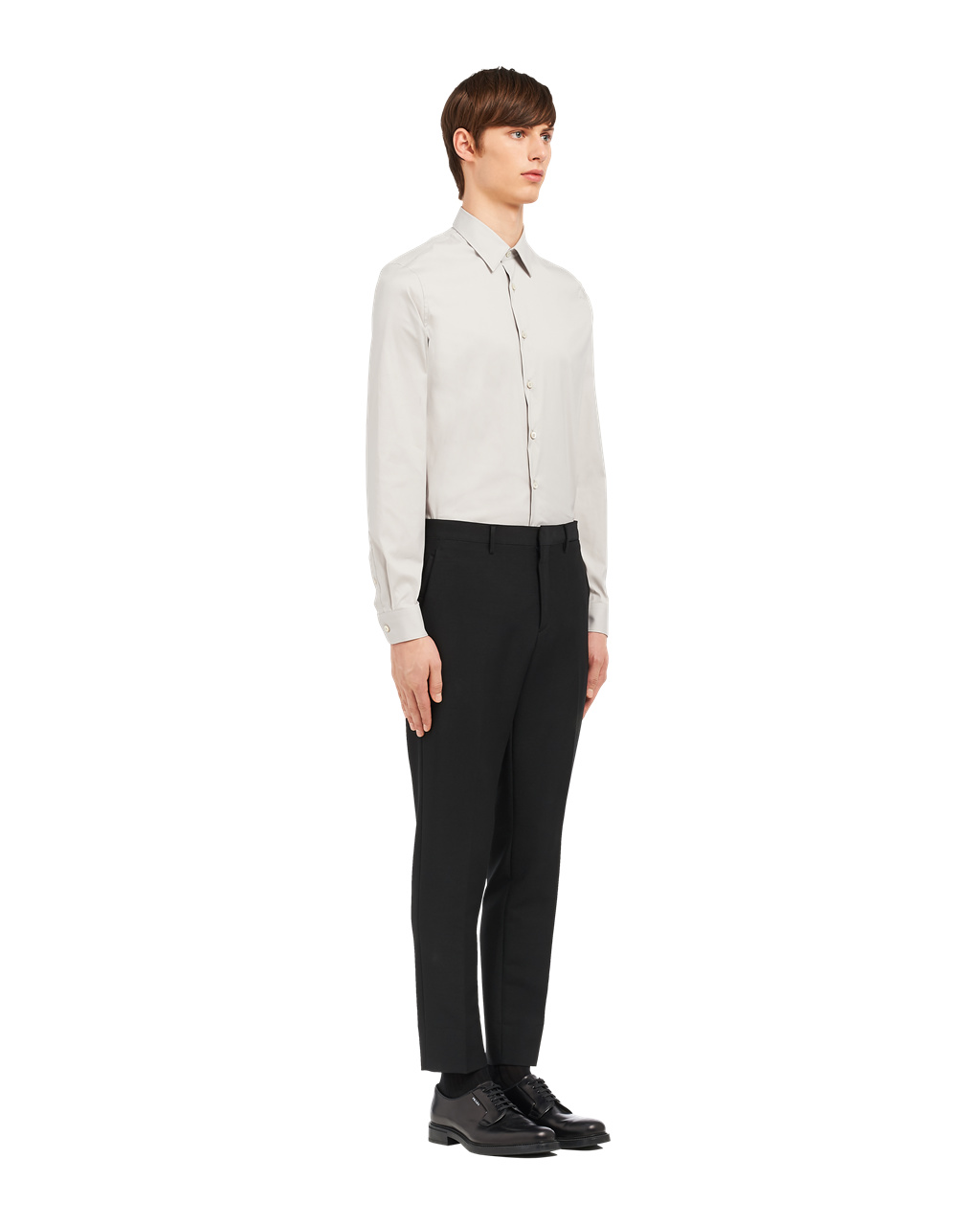 Prada Stretch Poplin Shirt Pearl Gray | 67248-QTJP