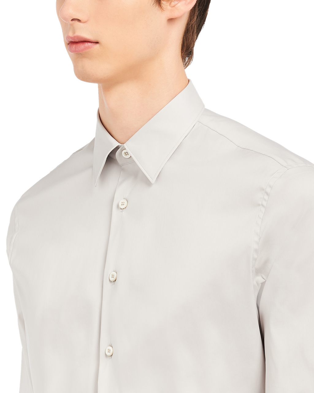 Prada Stretch Poplin Shirt Pearl Gray | 67248-QTJP