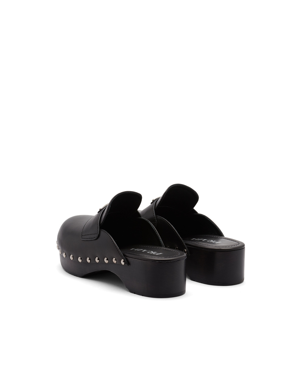 Prada Studded Cuero Clogs Negras | 84703-NXER