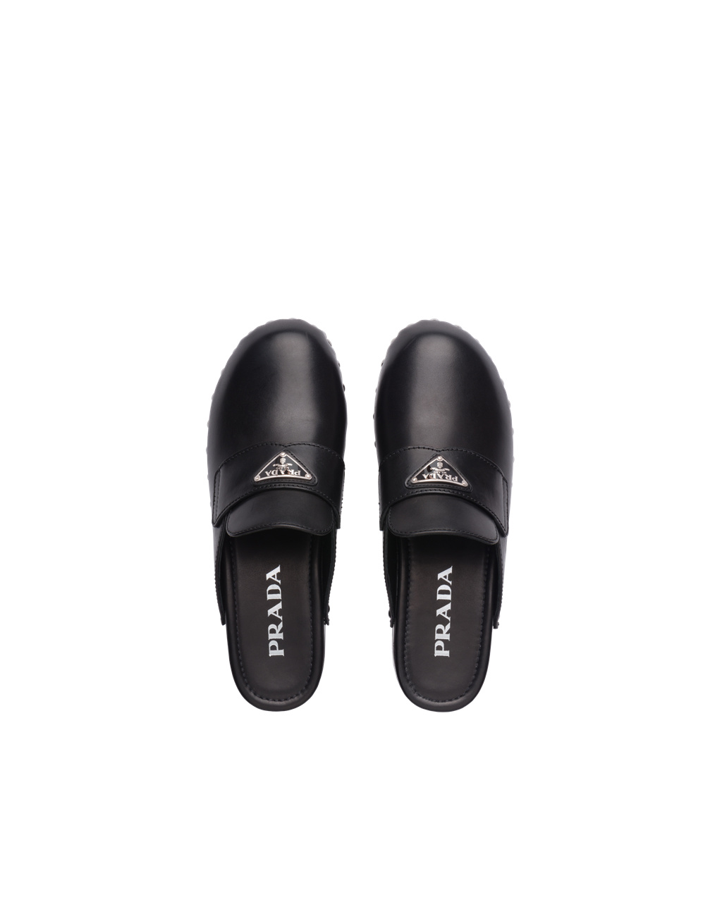 Prada Studded Cuero Clogs Negras | 84703-NXER