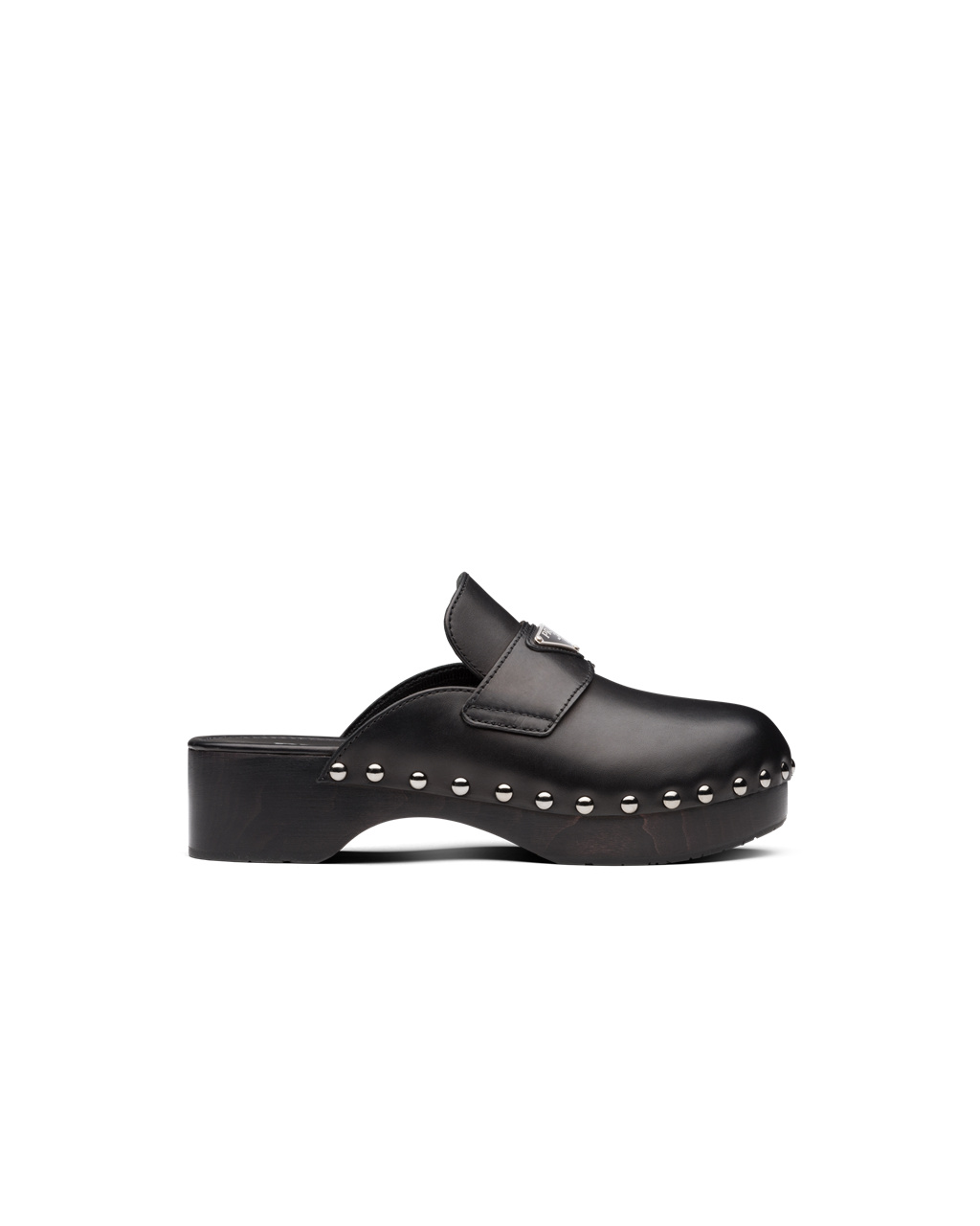 Prada Studded Cuero Clogs Negras | 84703-NXER