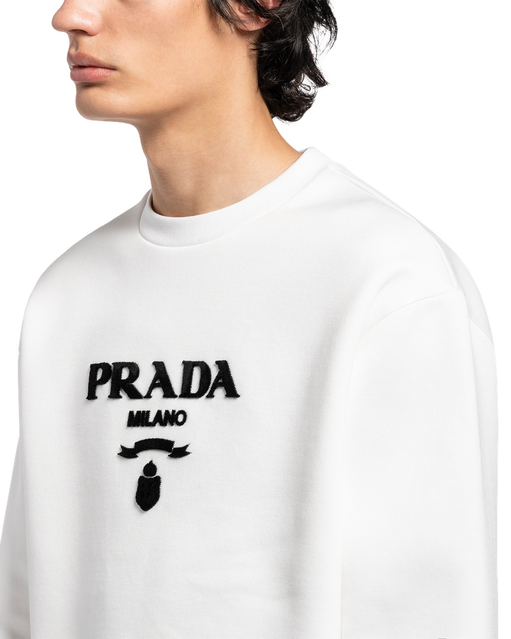 Prada Technical Algodon Sweatshirt Blancas | 93152-JKYU