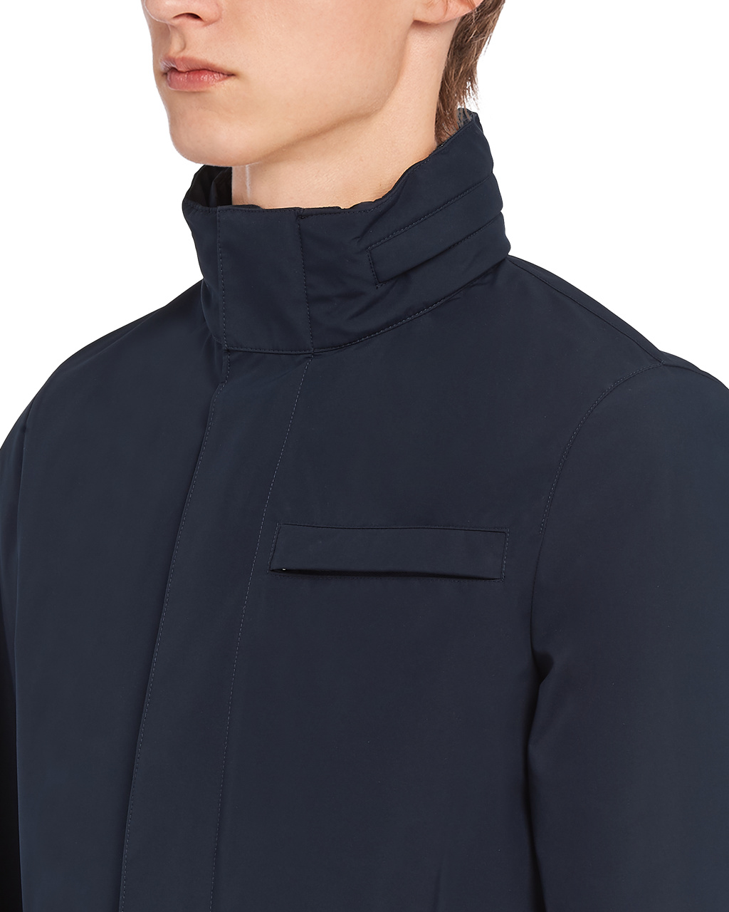 Prada Technical Fabric Blouson Jacket Azul Marino | 76032-PHFV