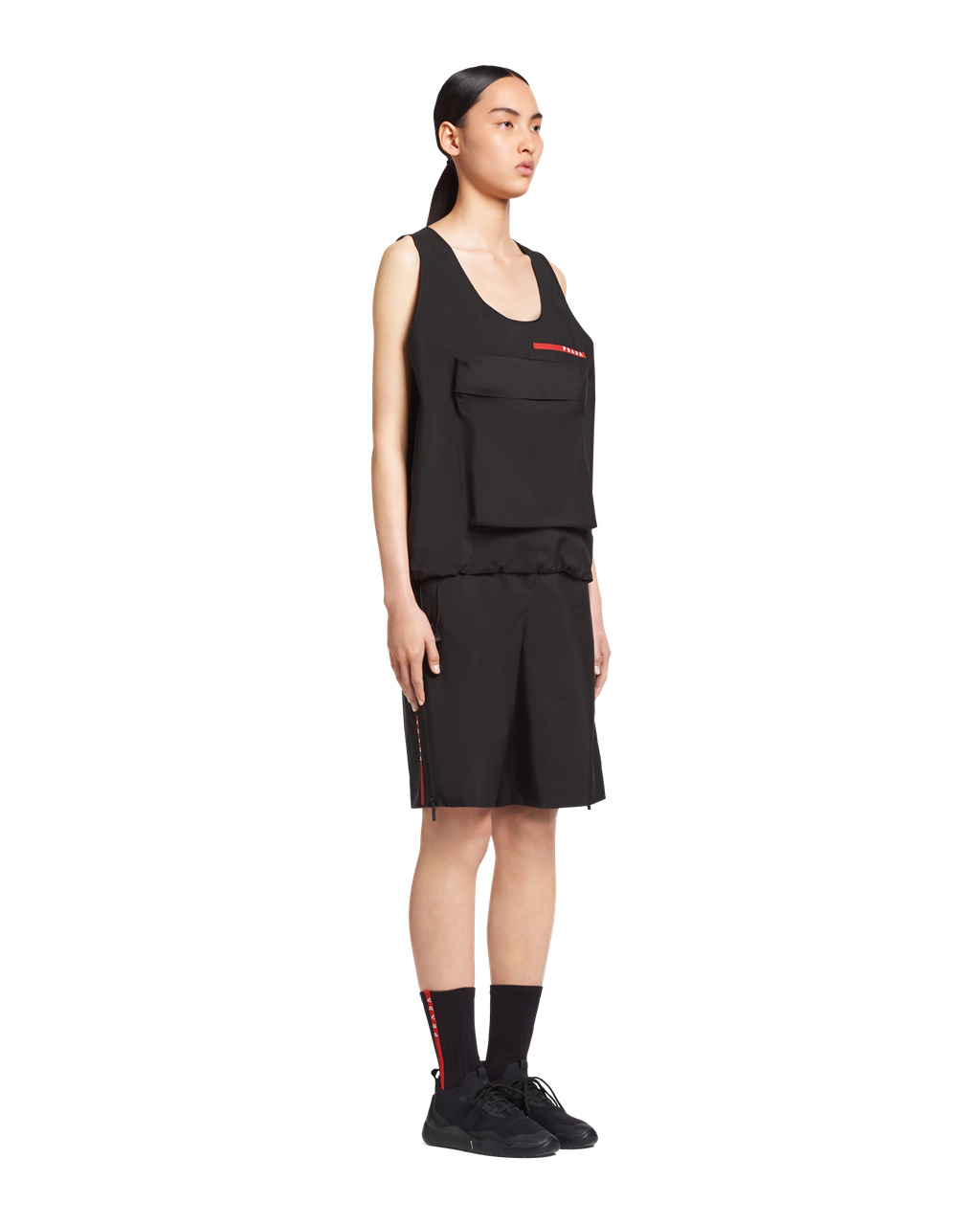 Prada Technical Fabric Top With Large Pocket Negras | 46350-BANY