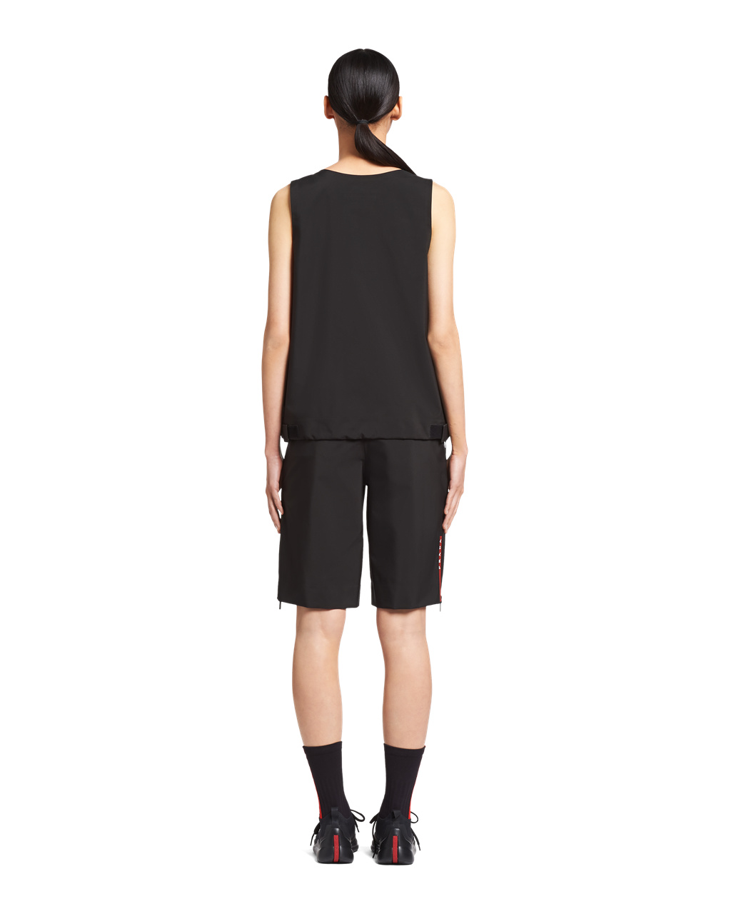 Prada Technical Fabric Top With Large Pocket Negras | 46350-BANY