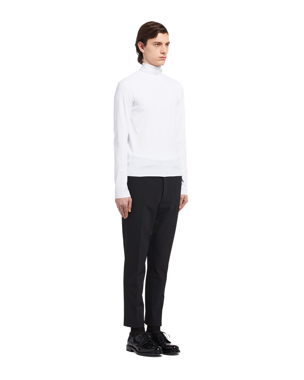 Prada Technical Jersey Mock Turtleneck Blancas | 25798-TNMI