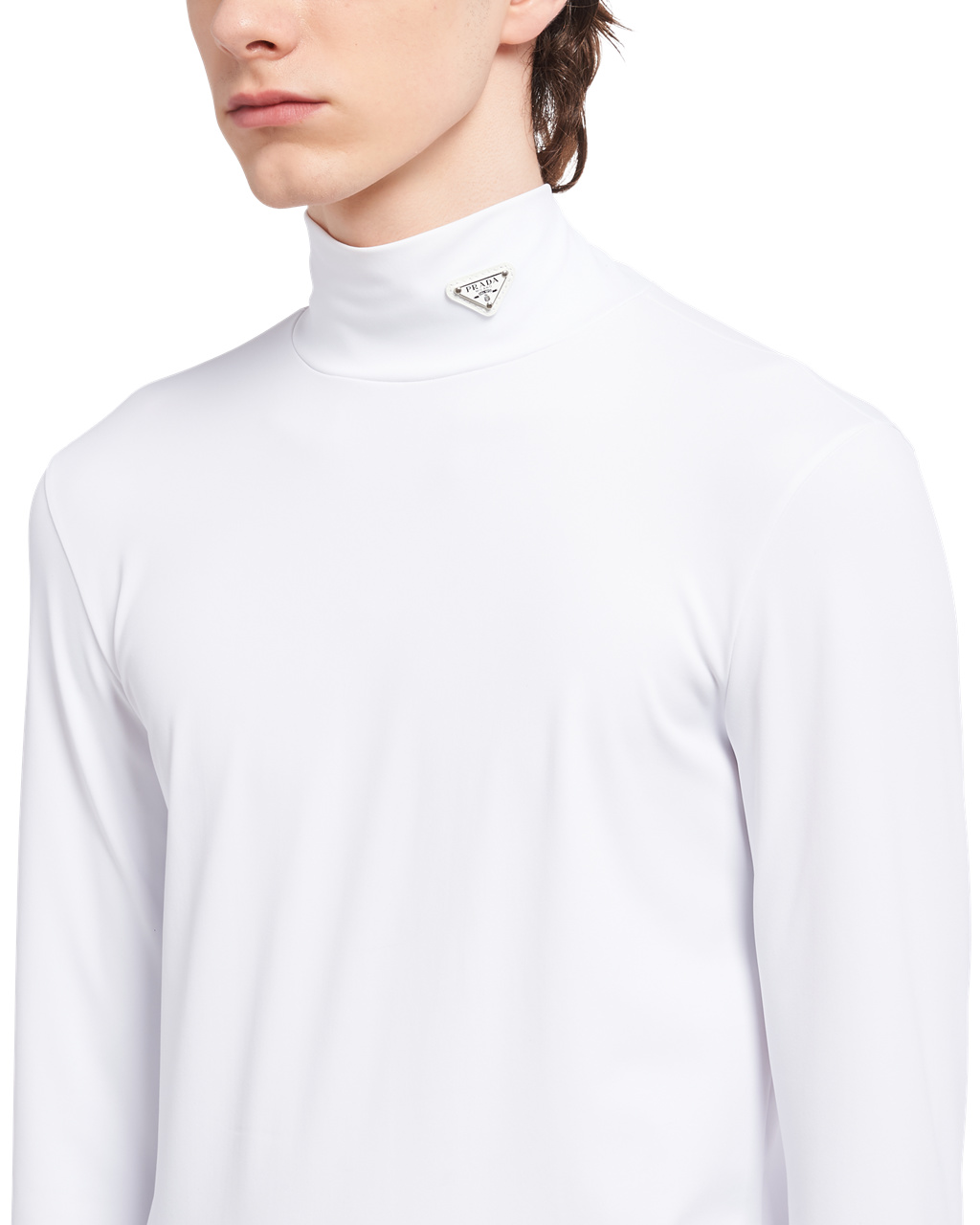 Prada Technical Jersey Mock Turtleneck Blancas | 25798-TNMI