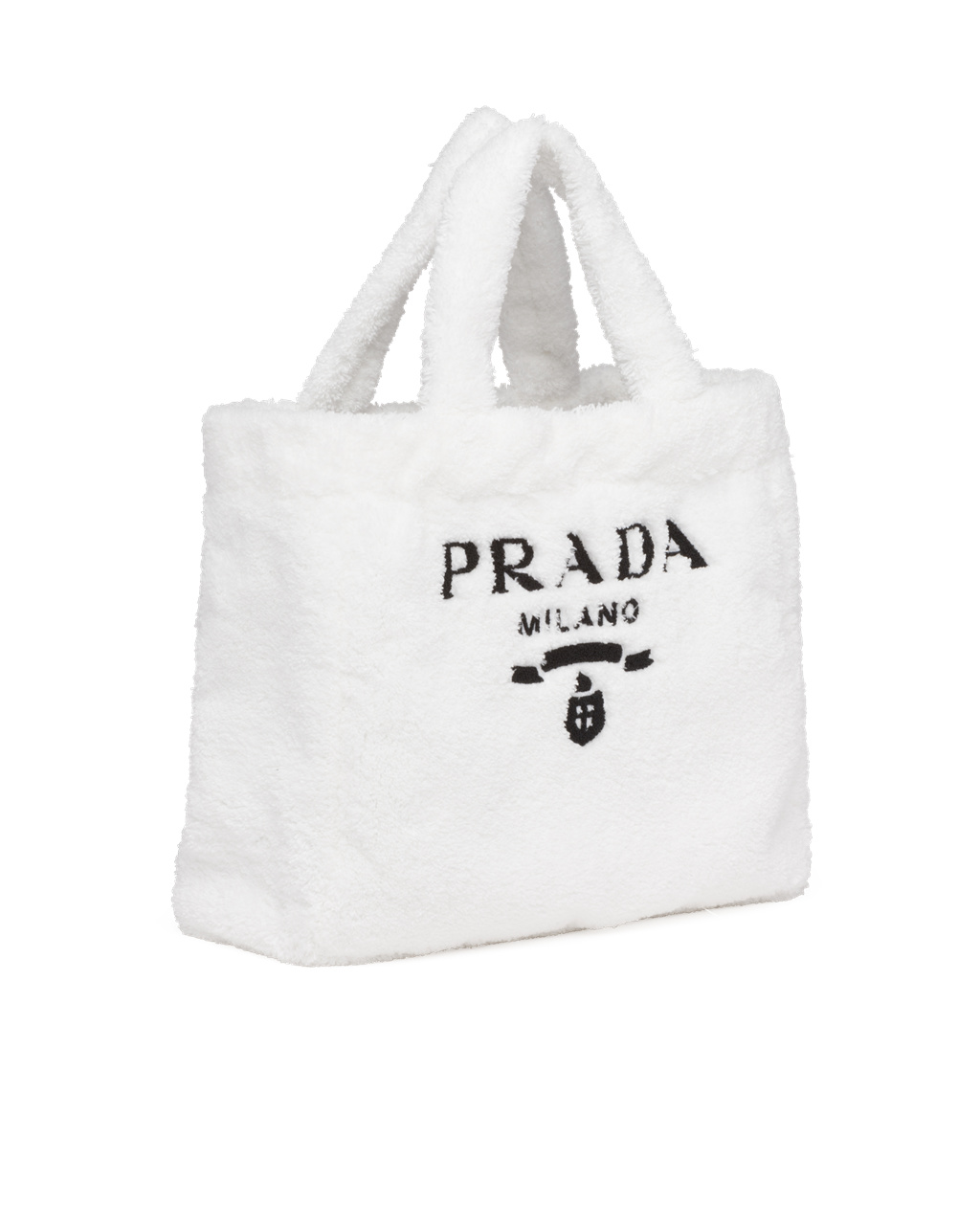 Prada Terry Tote Bag Blancas Negras | 18623-PWYK