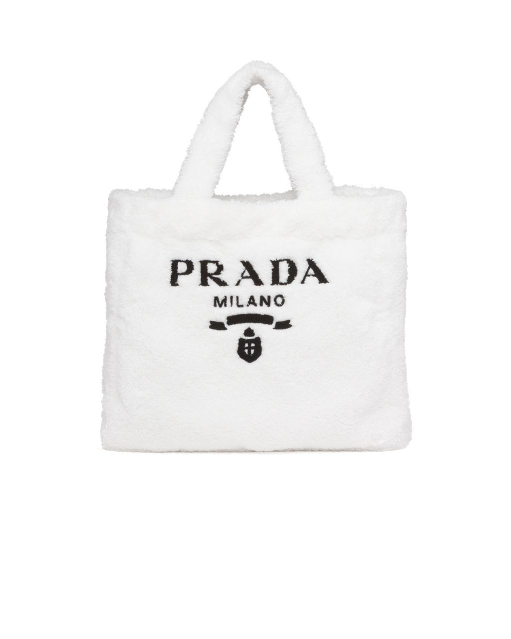 Prada Terry Tote Bag Blancas Negras | 18623-PWYK