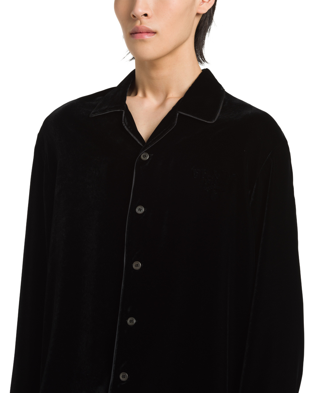 Prada Velvet Shirt Negras | 72046-ILNQ