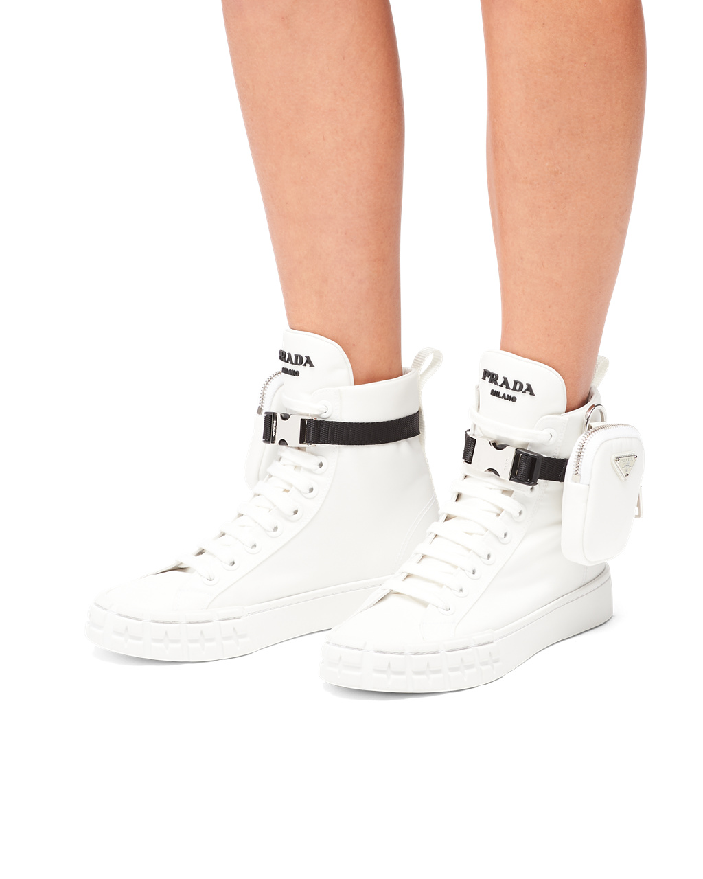 Prada Wheel Re-nylon Gabardine High-top Sneakers Blancas | 72160-LGJH