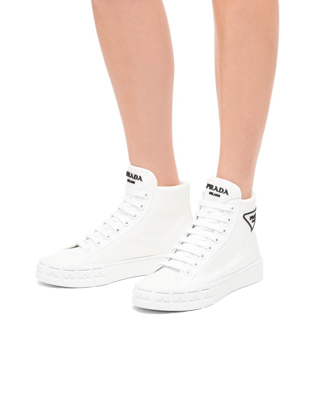 Prada Wheel Re-nylon Gabardine Sneakers Blancas | 75681-EOGB