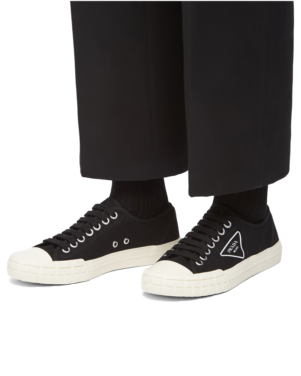 Prada Wheel Vulcanizzato Technical Fabric Sneakers Negras | 90156-ZDXI