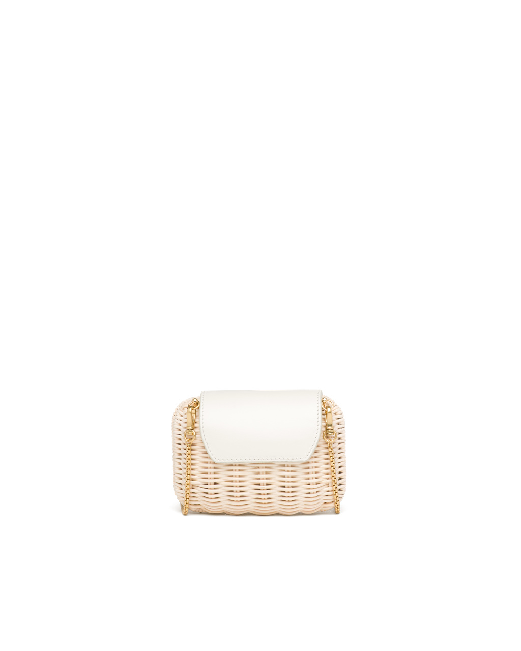 Prada Wicker And Cuero Mini-pouch Blancas | 10265-FCVM