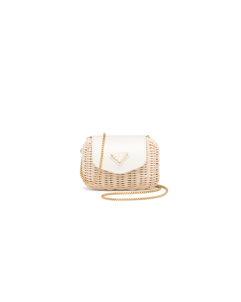 Prada Wicker And Cuero Mini-pouch Blancas | 10265-FCVM