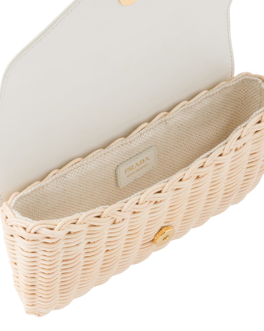 Prada Wicker And Cuero Mini-pouch Blancas | 26310-FHGV