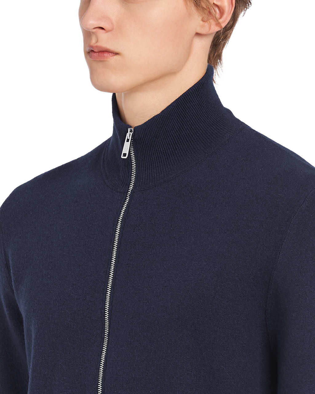 Prada Wool And Cashmere Cardigan Azul Marino | 30296-YONX