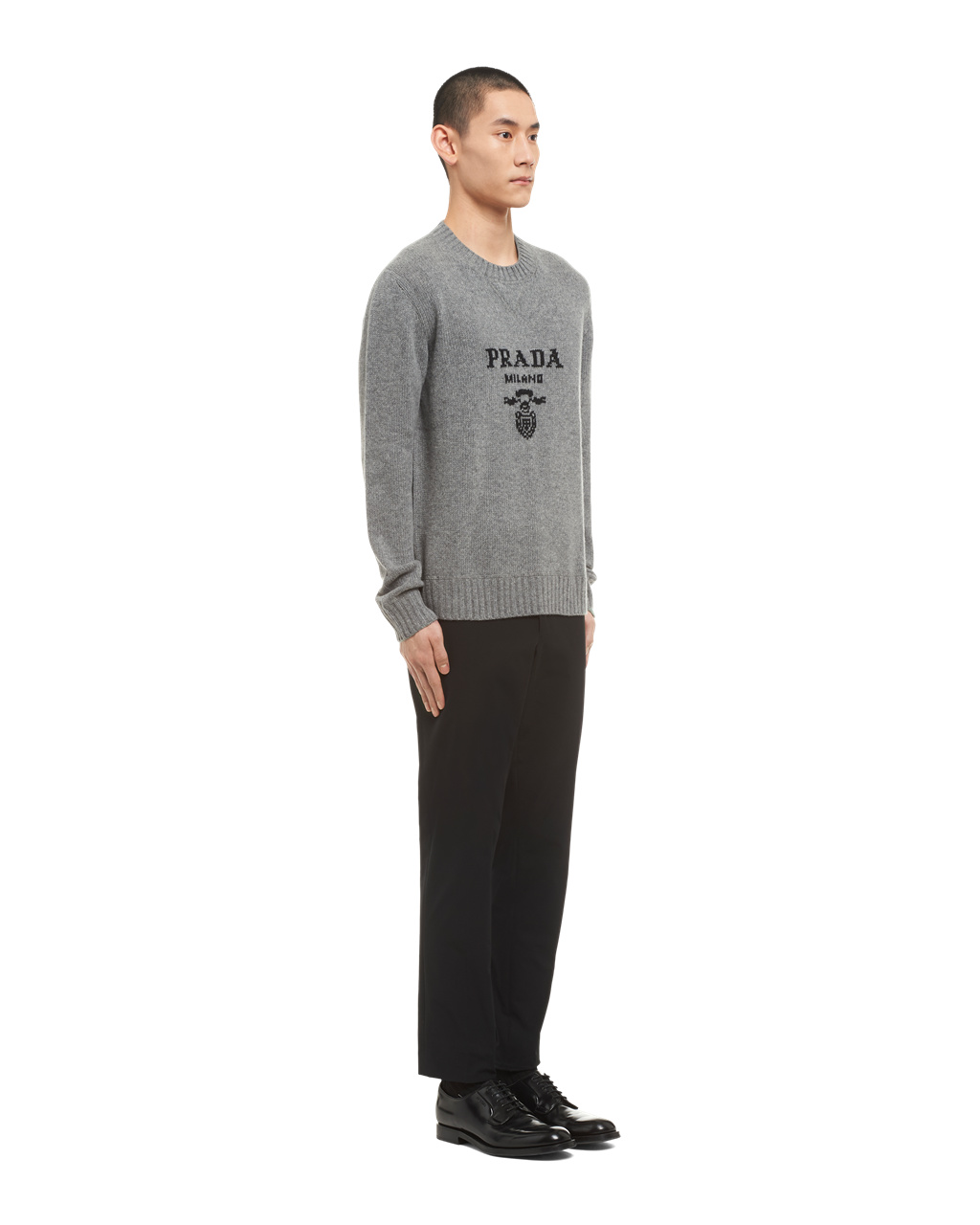 Prada Wool And Cashmere Crew-neck Sueter Gris | 29076-BQPI