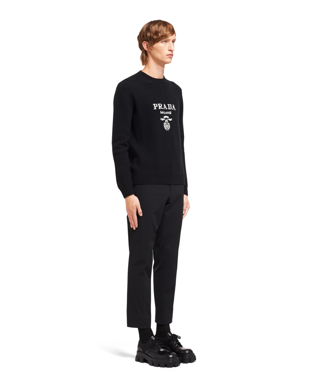 Prada Wool And Cashmere Crew-neck Sueter Negras | 53918-EMFV