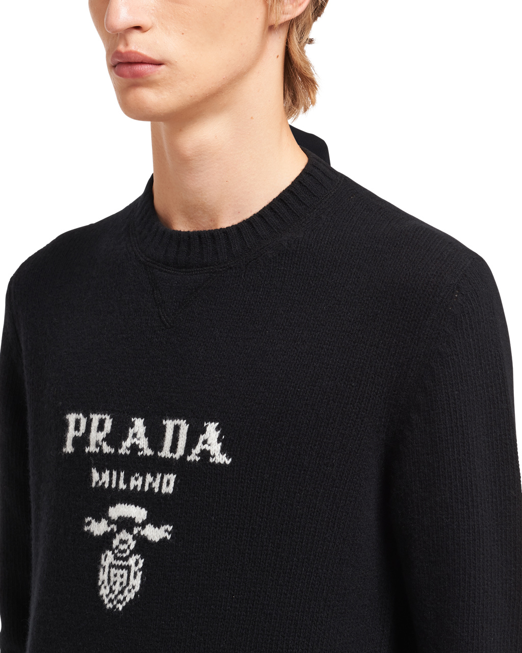 Prada Wool And Cashmere Crew-neck Sueter Negras | 53918-EMFV