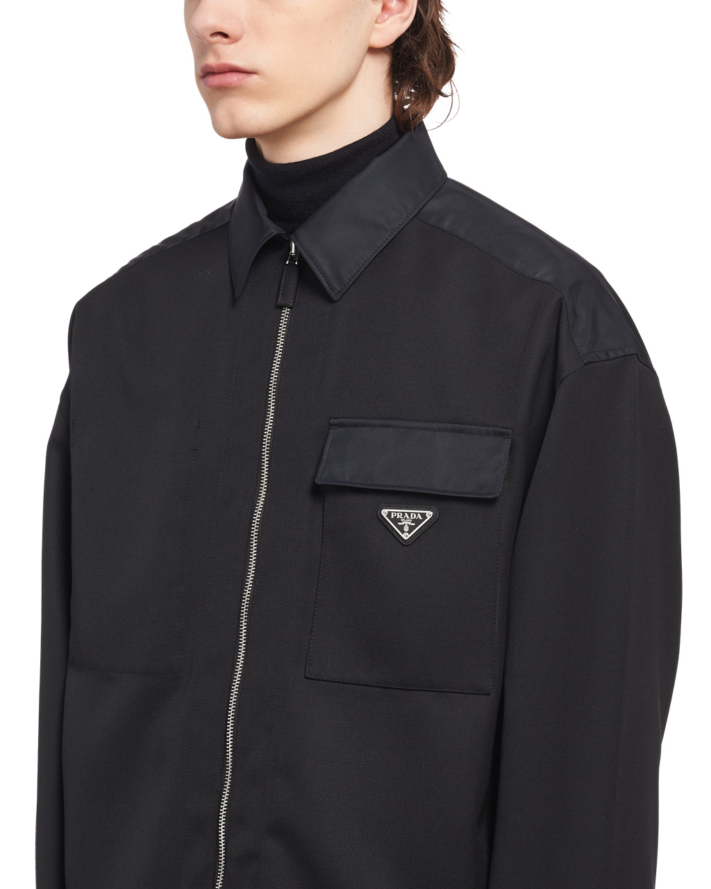 Prada Wool And Re-nylon Shirt Negras | 61893-RSYM