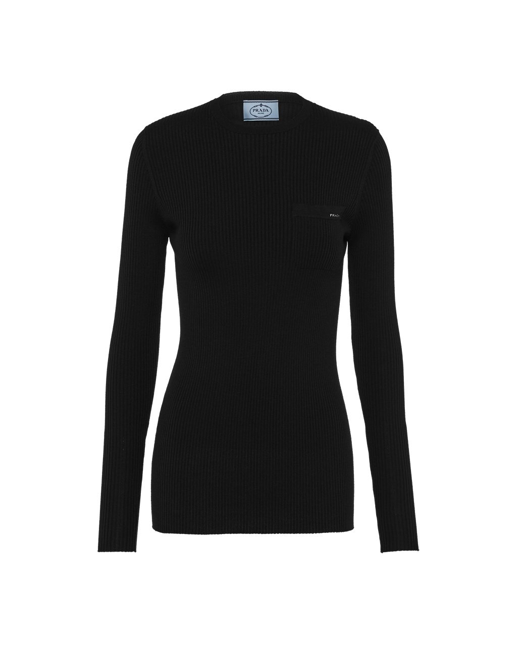 Prada Wool And Silk Crew-neck Sueter Negras | 75981-OVJT