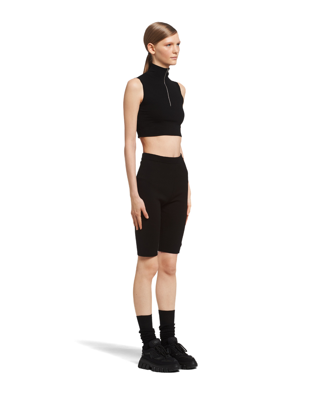 Prada Wool And Viscose Turtleneck Crop Top Negras | 34257-UNAX