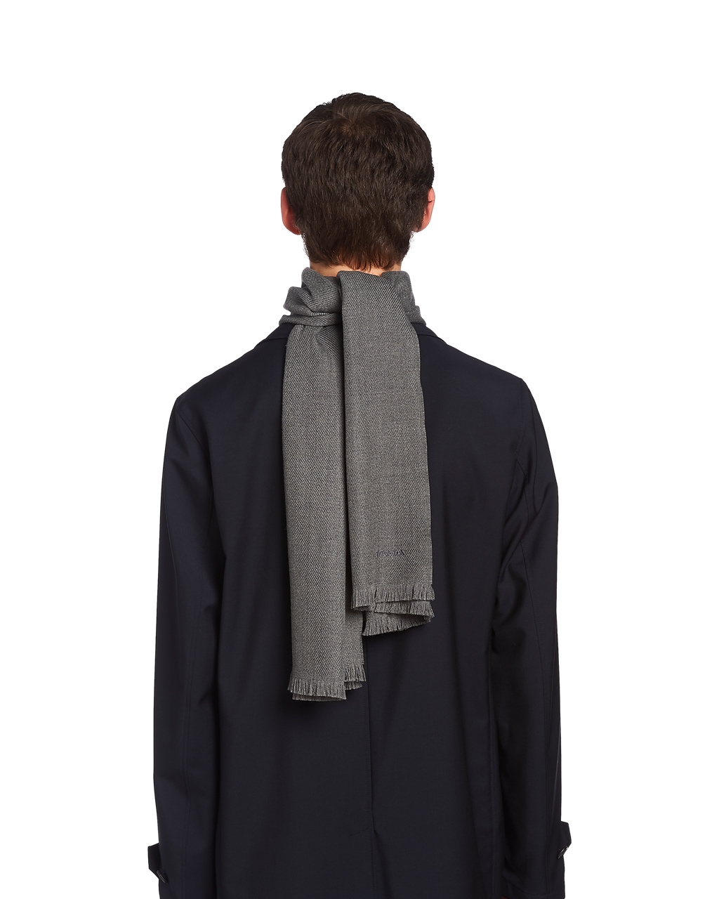 Prada Wool Twill Scarf Slate Gray | 61583-VNJG