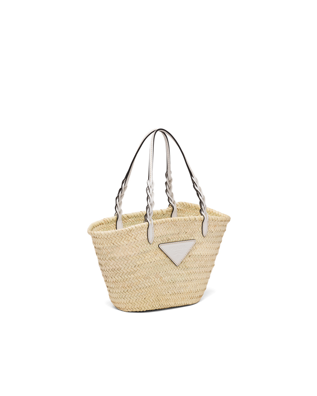 Prada Woven Palm And Cuero Tote Blancas | 30296-UYVA