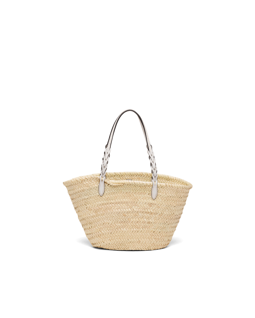 Prada Woven Palm And Cuero Tote Blancas | 30296-UYVA