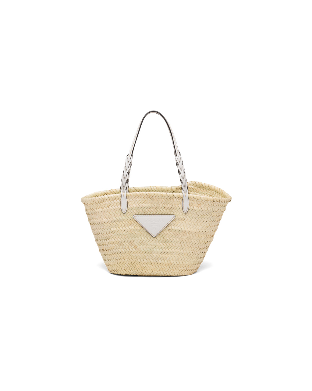 Prada Woven Palm And Cuero Tote Blancas | 30296-UYVA