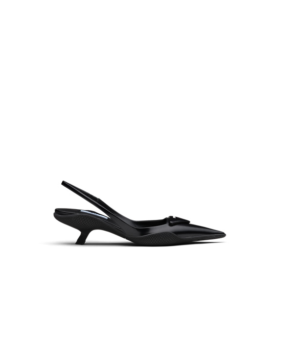 Prada Brushed Cuero Destalonadas Pumps Negras | 39145-LYZO