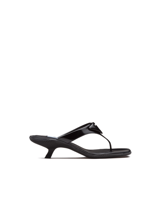 Prada Brushed Cuero High-heeled Tanga Sandals Negras | 15632-TVKU