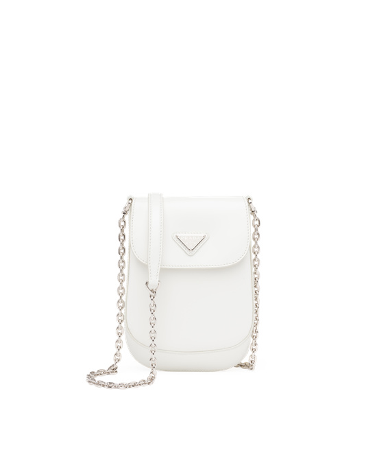 Prada Brushed Cuero Mini-bag Blancas | 72605-AQWN