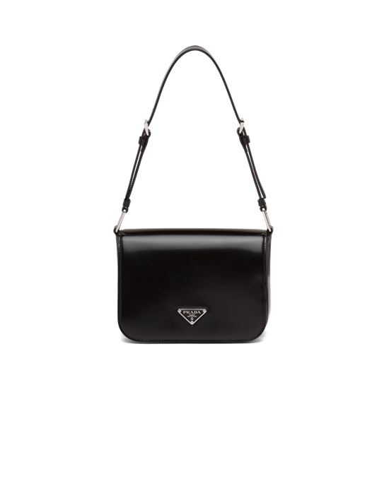 Prada Brushed Cuero Shoulder Bag Negras | 01579-ENSG