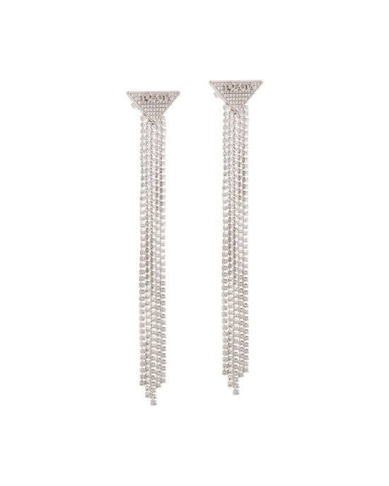 Prada Crystal Logo Jewels Zirconia Earrings Crystal | 38971-RQTN